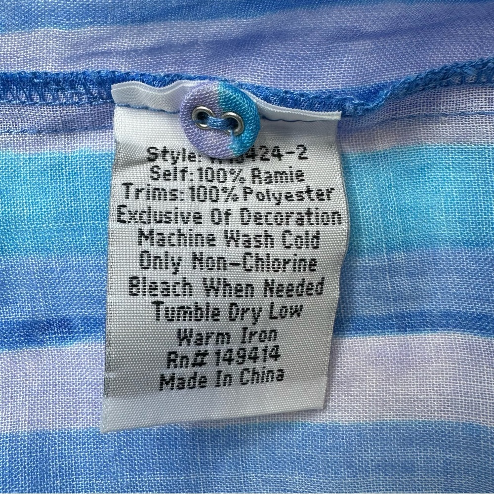 Johnny Was. Oslo Striped Linen blouse, blue/lavender. SZ L. Like new! Worn once. - Picture 7 of 11